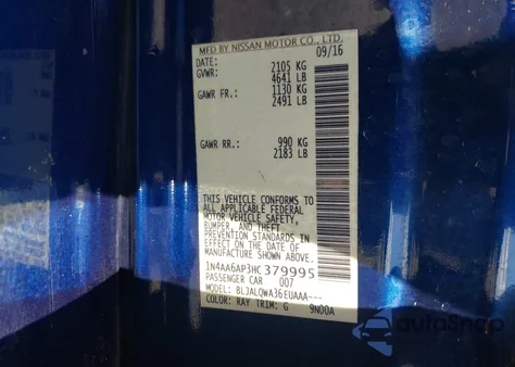 2017 Nissan Maxima 3.5 S z USA, uszkodzony, nr VIN 1N4AA6AP3HC379995